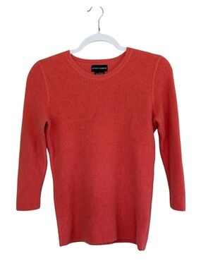 SUTTON CASHMERE Waffle Knit Crewneck  100% Cashmere Sweater Size L